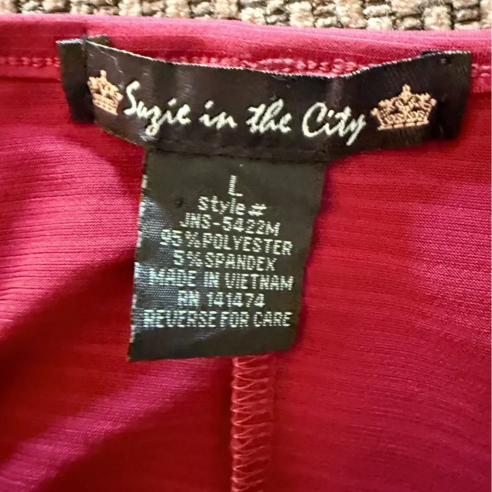 Suzie In The City Red Short Sleeve Cold-Shoulder Top